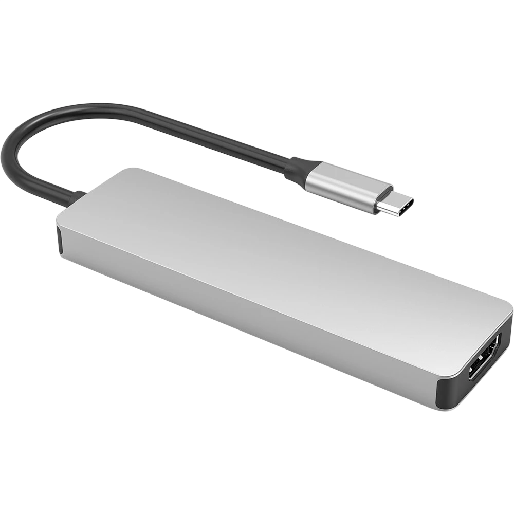 Type-C-Хаб Proove Iron Link 5 in 1 (2*USB3.0 + 3*Type-C) Silver